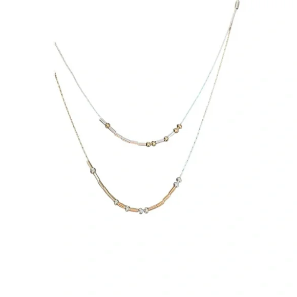 Demarco Morse code Elegant Gold and Silver Layered Necklace - Picture 4 of 4